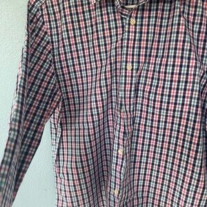 Banana Republic Men's Blue and Pink Plaid Shirt